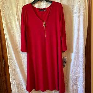 NWT Nina Leonard Red Zip Dress